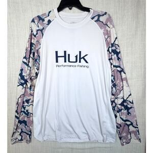 Huk Men's Performance Fishing Long Sleeve Shirt Athletic Blue/purple Camo Size L